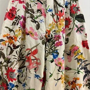 Zara Printed Balloon Pants Ivory Floral Print with Red, Pink, Blue & Green